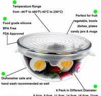 6Pcs Silicone Stretch Preserve Pot Bowl Fruit Lid for Fridge Microwave Food Container Cover - Pnk